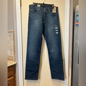 Levi’s Men's 501 Straight-Fit Button Fly Stretch Jeans 32x34 Blue